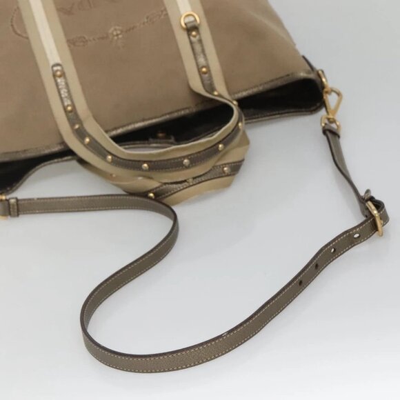 PRADA Hand Bag Canvas 2way Beige Gold Auth bs28891 - Picture 11 of 15